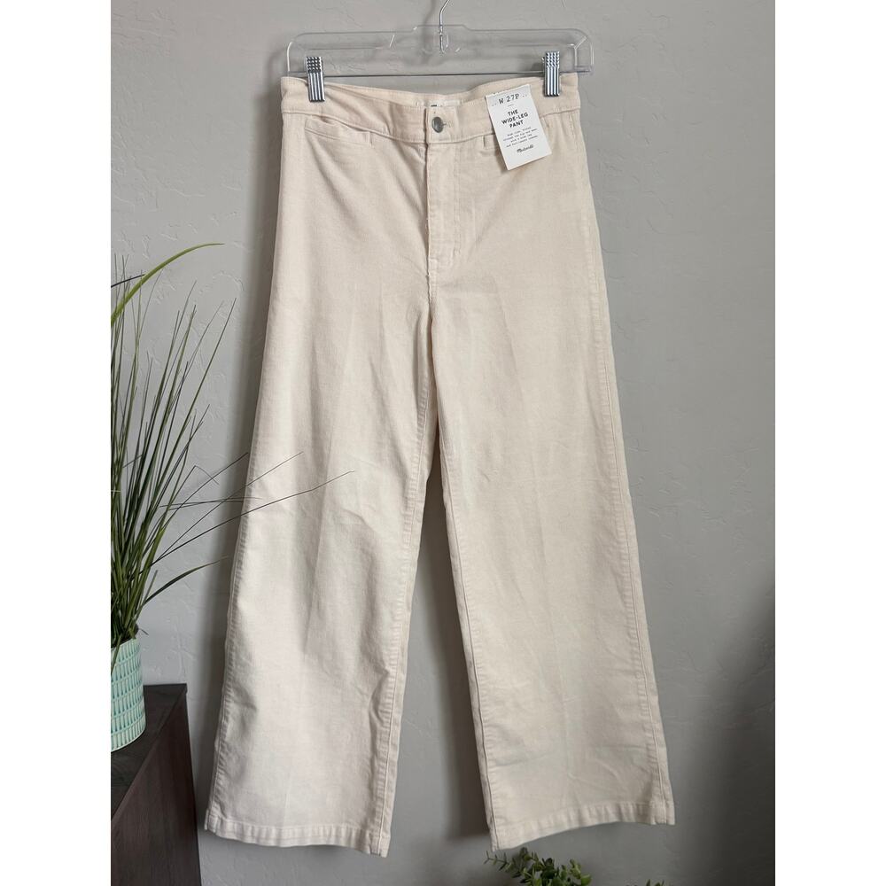 Madewell The Wide-Leg Pant Corduroy Cream Ivory Petite 27P NWT